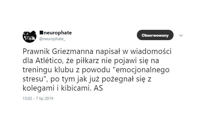 DLATEGO Griezmann nie trenuje z Atletico! :D